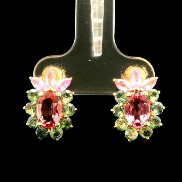 2.90 Ct Oval Tourmaline 14K Gold Earrings