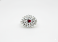 1.30 Ct Round Garnet, Cubic Zirconia 925 Sterling Silver Ring