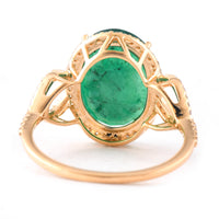 4.90 Ct Oval Mixed Cut Natural Emerald 14K Gold Ring