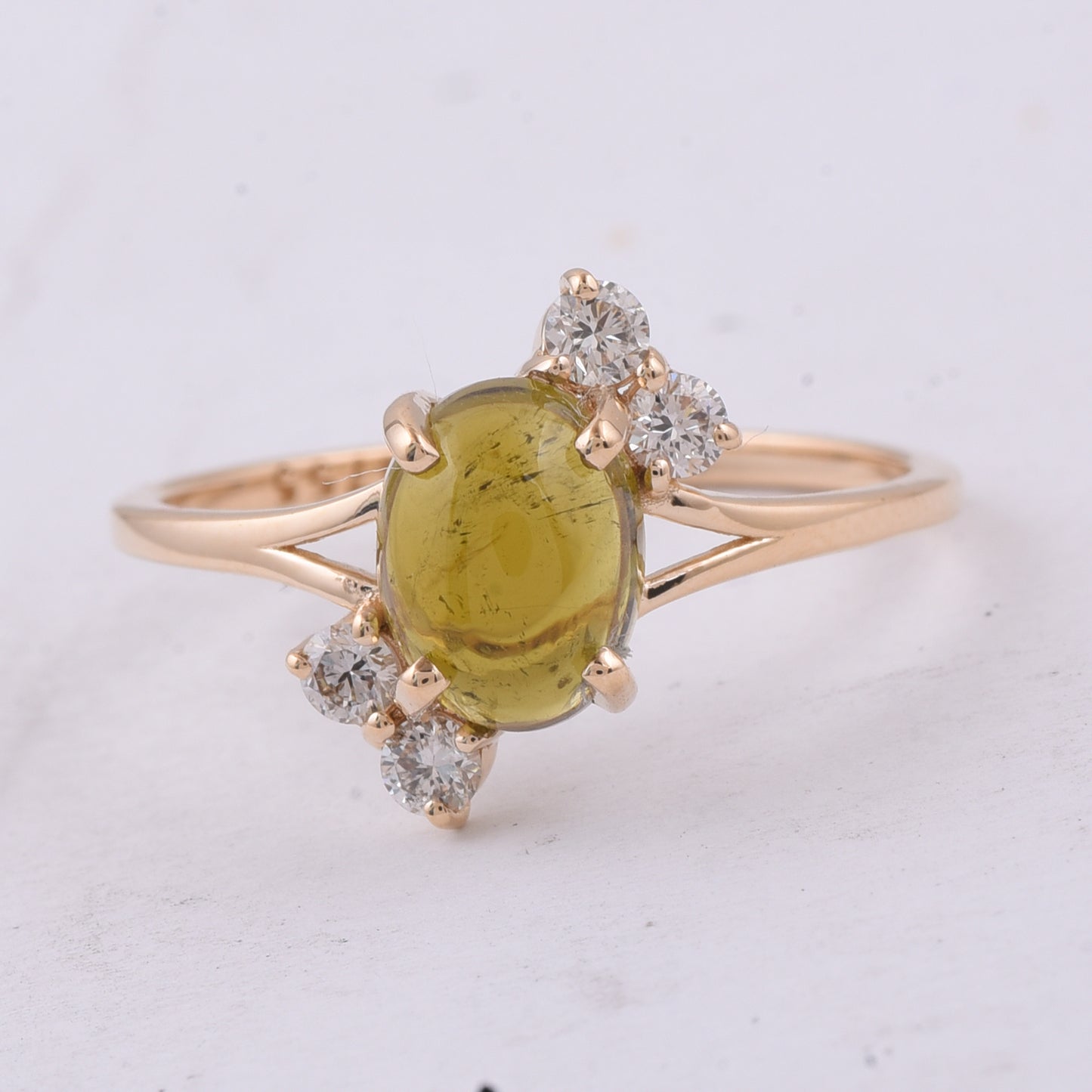 1.89 Ct Oval Cabochon Cut Natural Tourmaline 14K Gold Ring