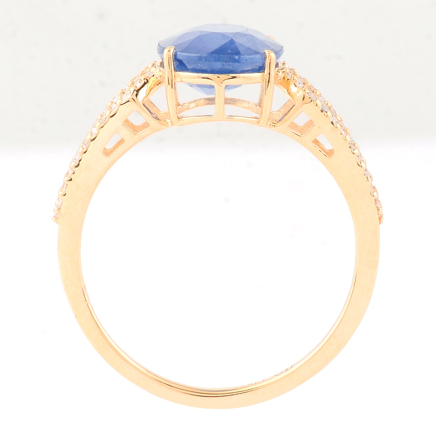 3.40 Ct Oval Mixed Cut Natural Sapphire 14K Gold Ring