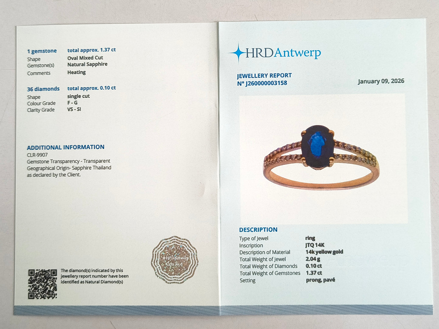 1.47 Ct Oval Mixed Cut Natural Sapphire 14K Gold Ring
