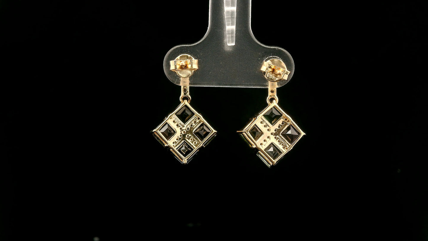 3.13 Ct Square Tourmaline 14K Gold Earrings