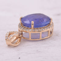 3.24 Ct Oval Mixed Cut Natural Tanzanite 14K Gold Pendant