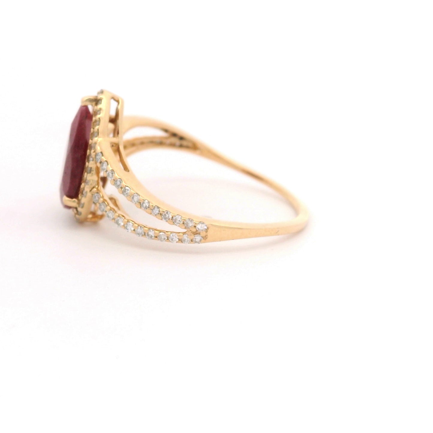 2.00 Ct Pear Mixed Cut Natural Corundum Ruby 14K Gold Ring