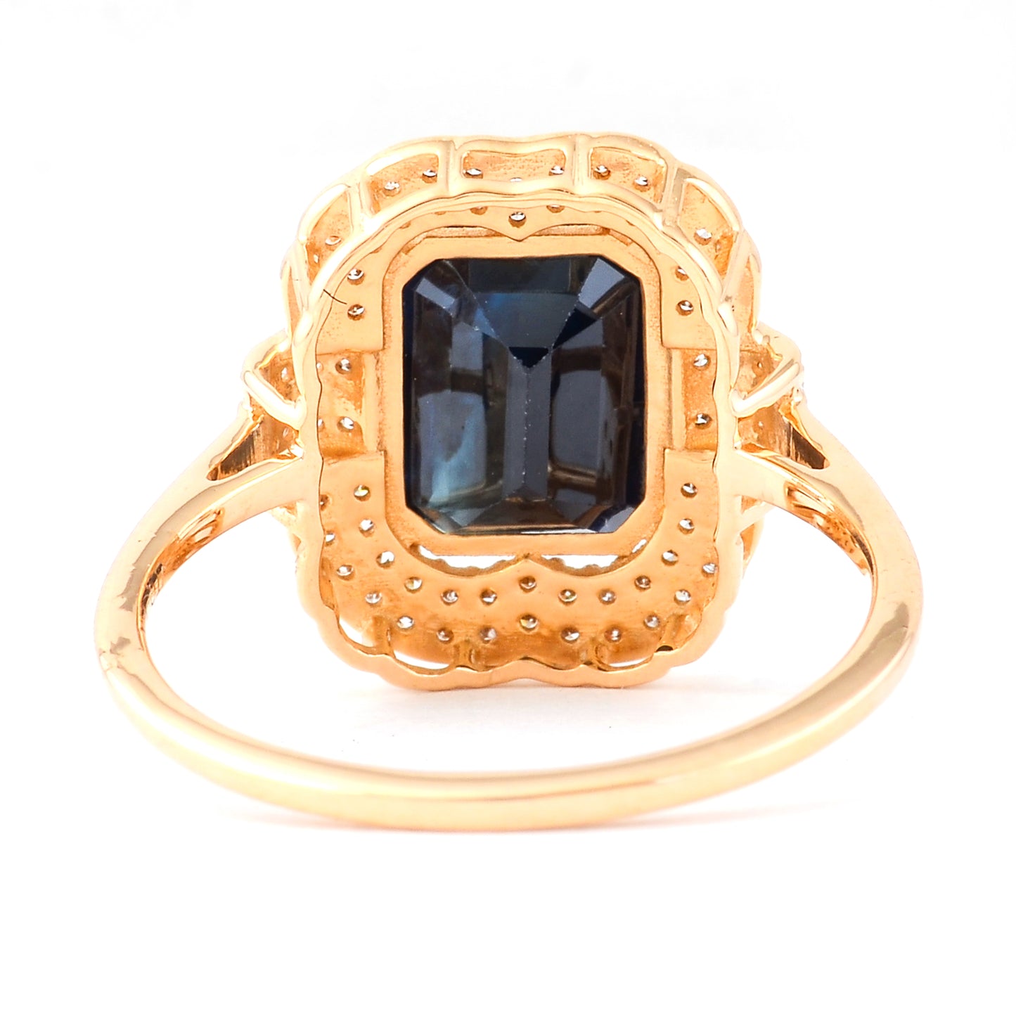 2.74 Ct Octagon Step Cut Natural Sapphire 14K Gold Ring