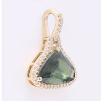 2.25 Ct Pear Mixed Cut Natural Green Sapphire 14K Gold Pendant