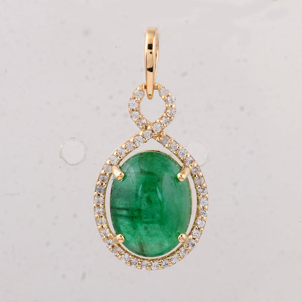 2.95 Ct Oval Emerald 9K Gold Pendant