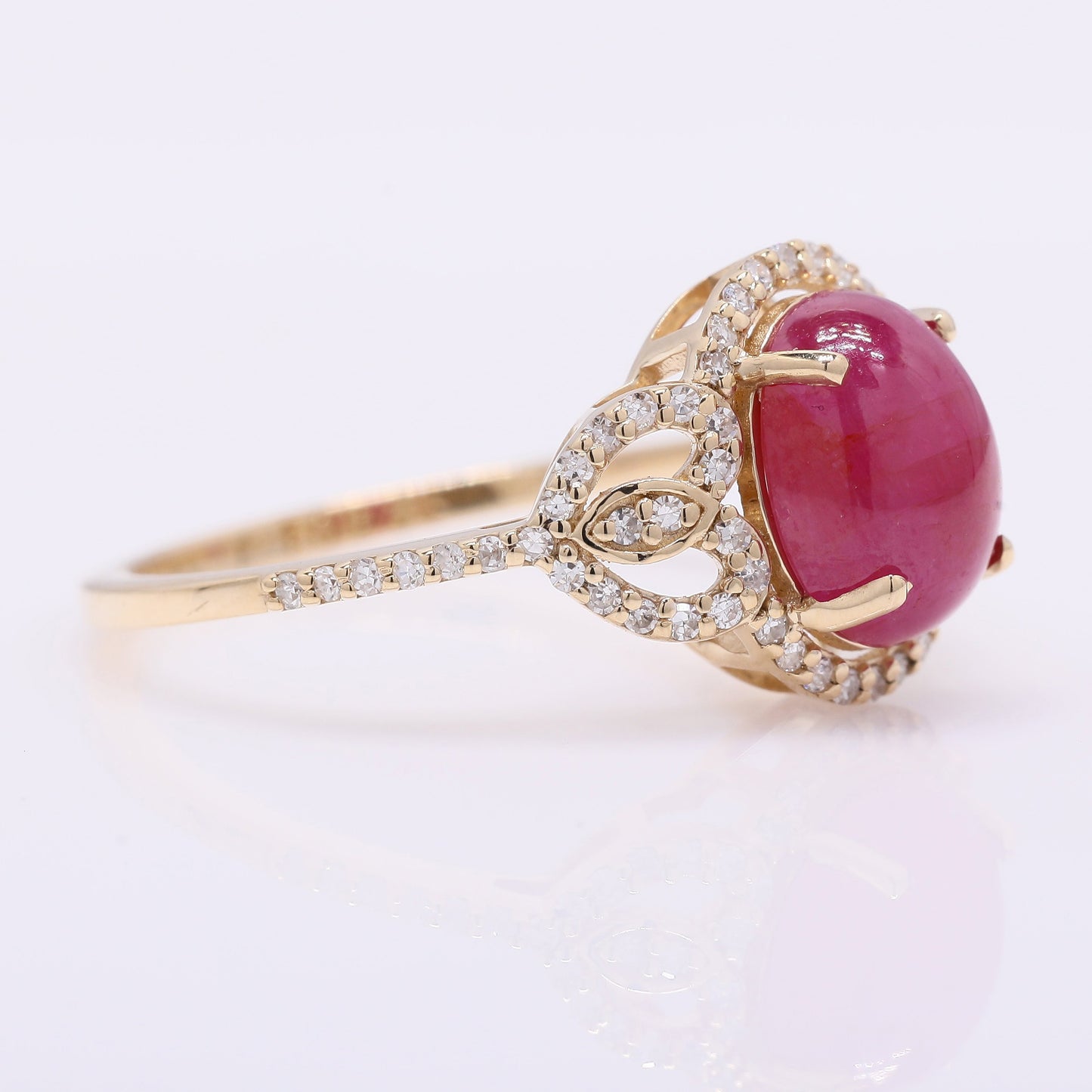 2.85 Ct Oval Mixed Cut Natural Ruby 14K Gold Ring