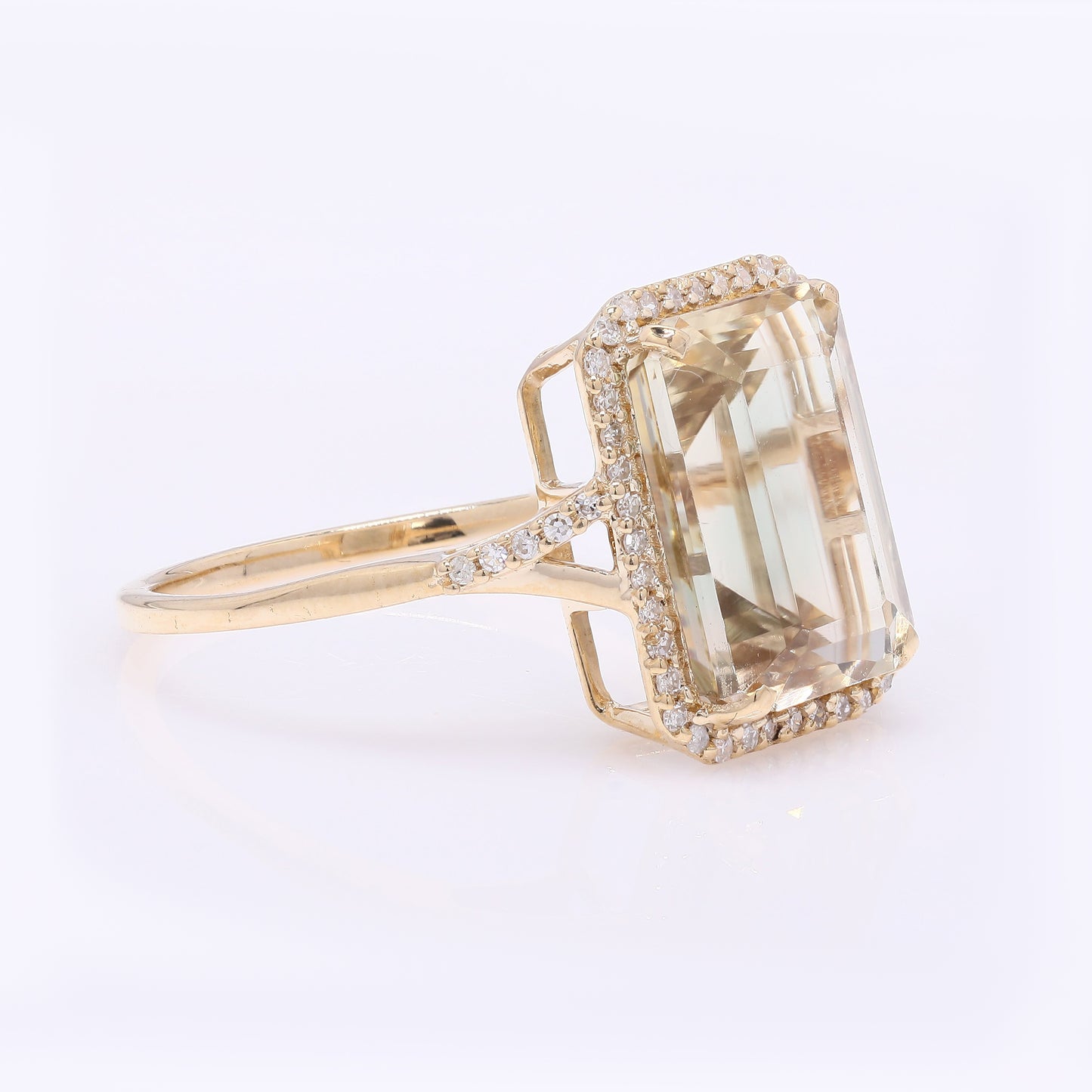 4.84 Ct Octagon Step Cut Natural Sunstone 14K Gold Ring