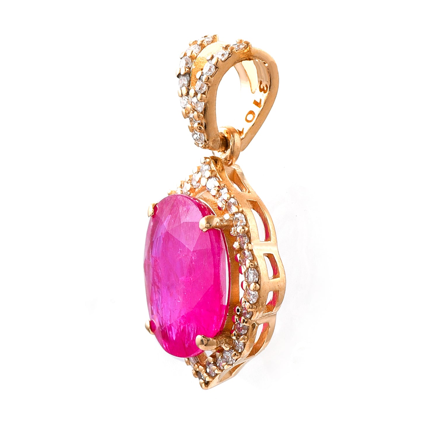 2.20 Ct Oval Mixed Cut Natural Ruby 14K Gold Pendant