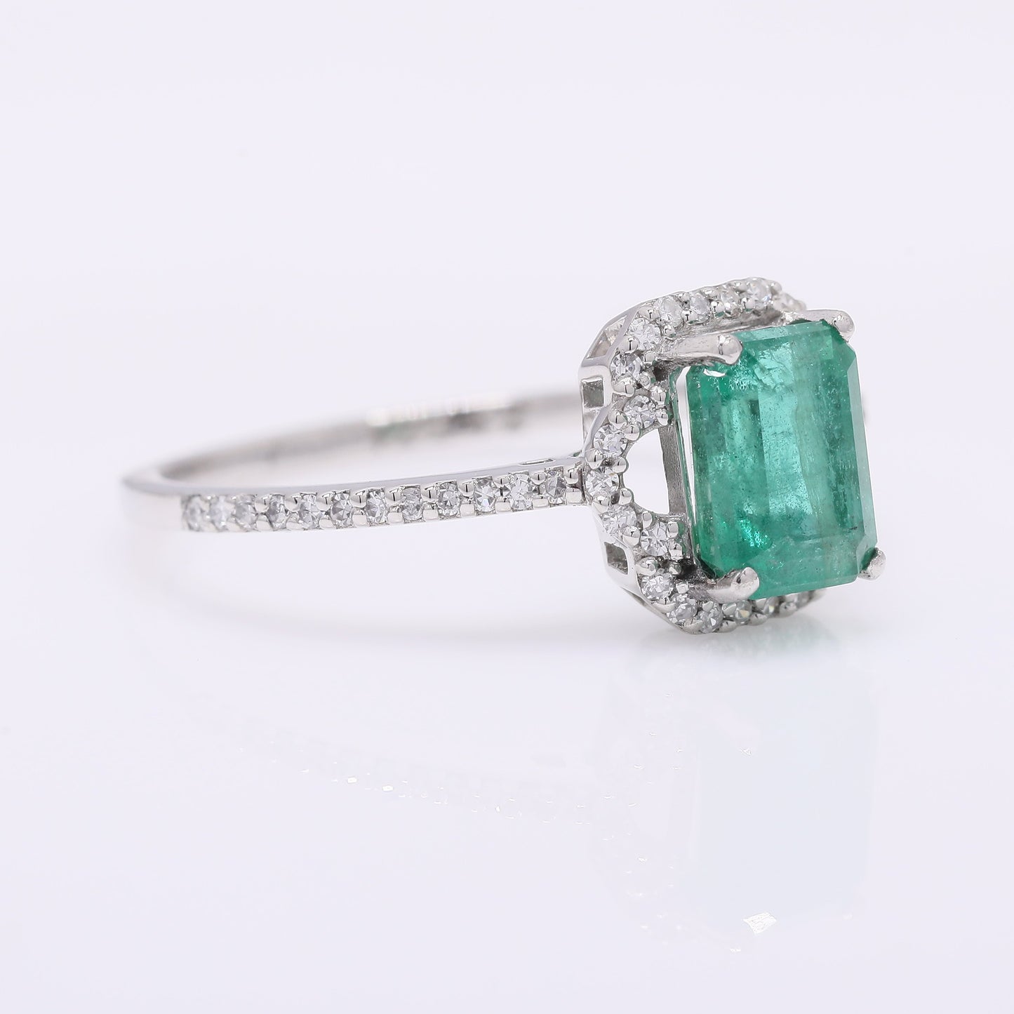 1.31 Ct Octagon Step Cut Natural Emerald 950 Platinum Ring