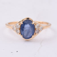 1.69 Ct Oval Natural Sapphire 14K Gold Ring