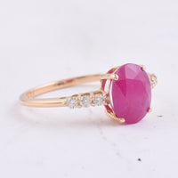2.69 Ct Oval Natural Ruby 14K Gold Ring