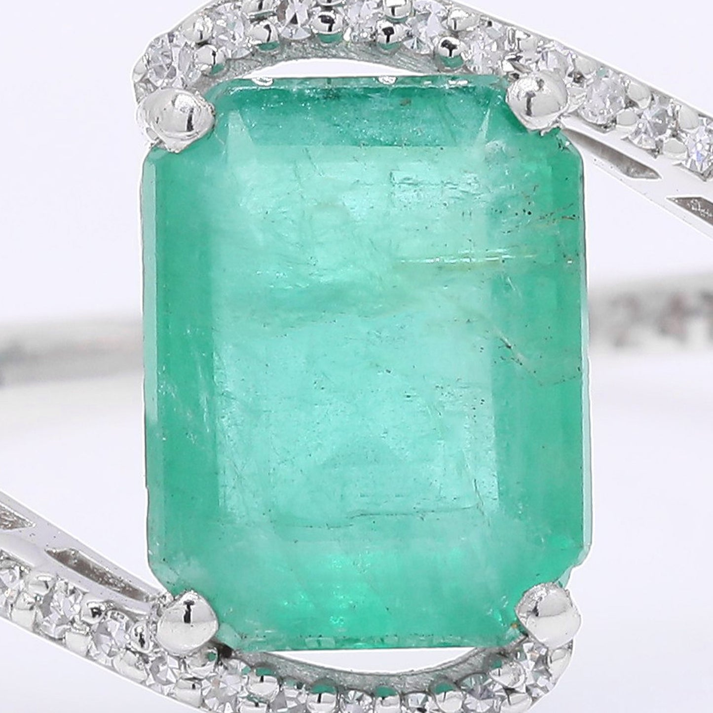 2.04 Ct Octagon Step Cut Natural Emerald 950 Platinum Ring