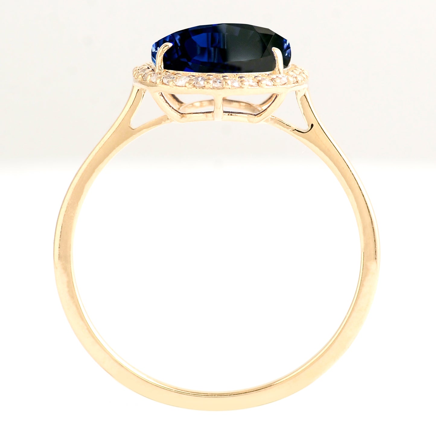 4.11 Ct Oval Lab Grown Sapphire 14K Gold Ring