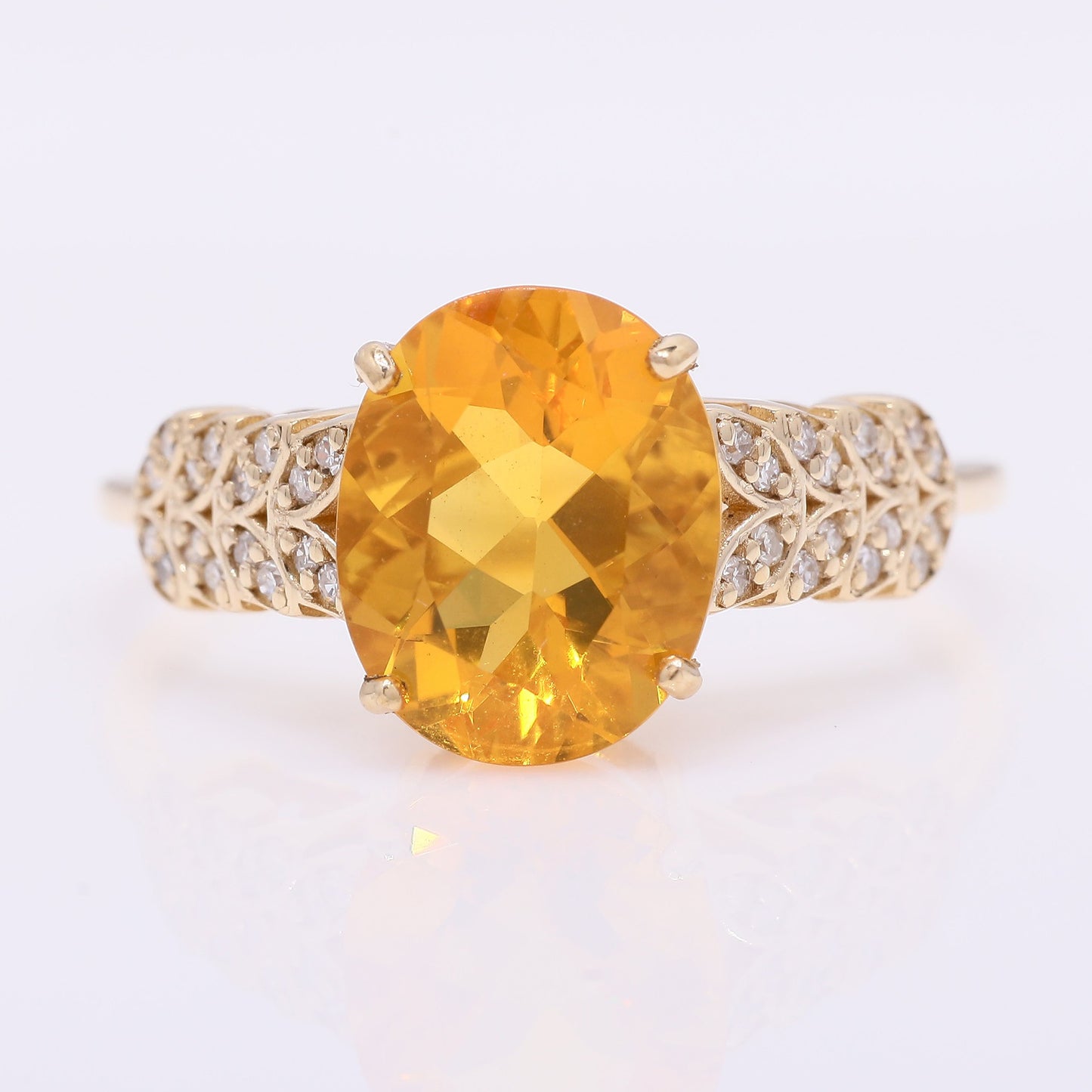 1.93 Ct Oval Mixed Cut Natural Fire Opal 14K Gold Ring