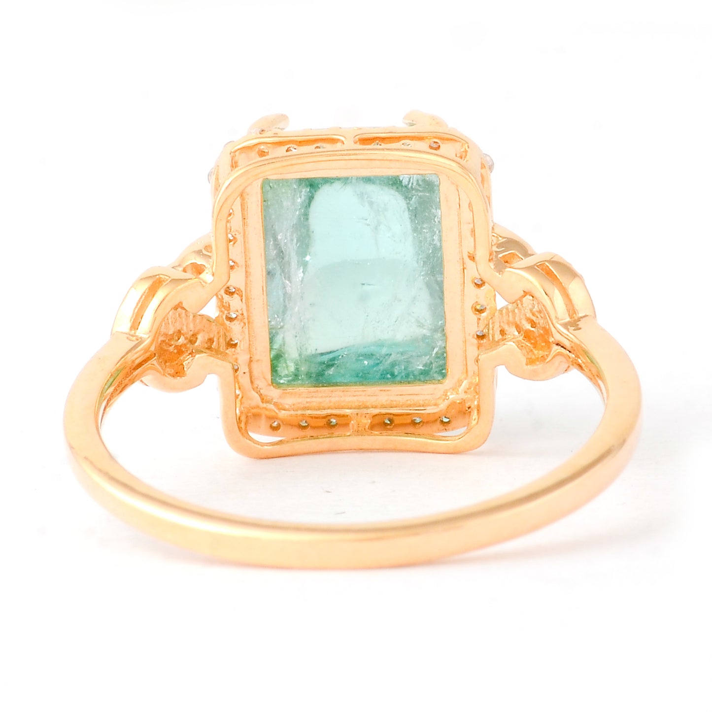 4.58 Ct Cushion Cabochon Cut Natural Tourmaline 14K Gold Ring