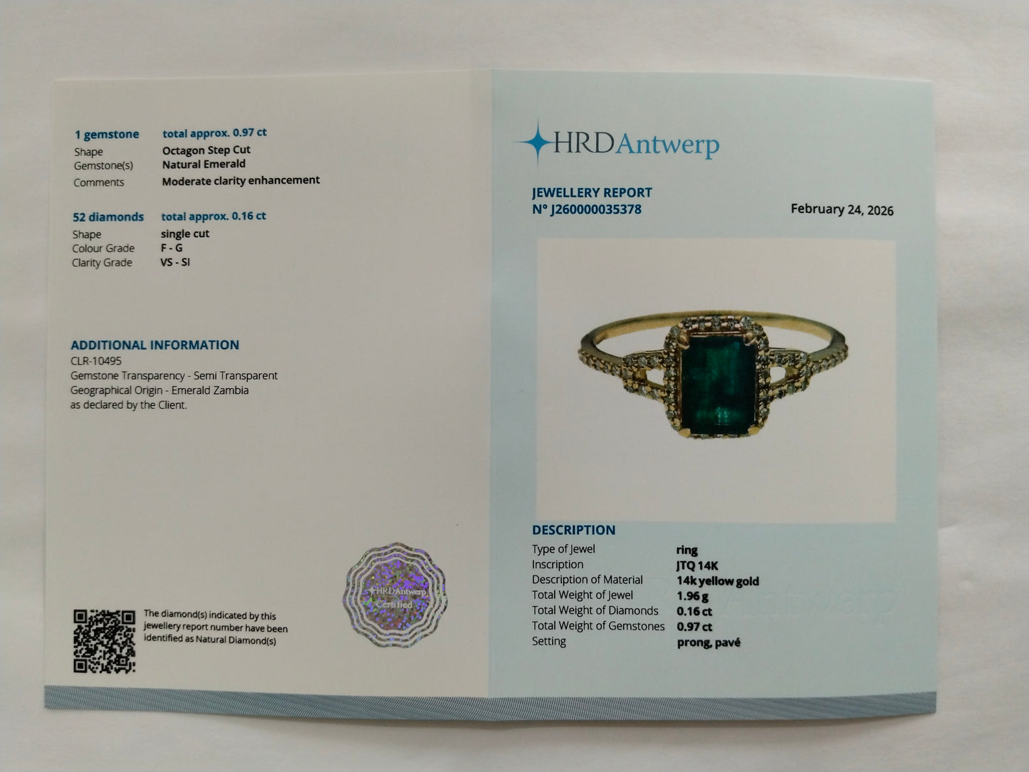 1.13 Ct Octagon Step Cut Natural Emerald 14K Gold Ring