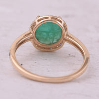 1.96 Ct Oval Cabochon Cut Natural Emerald 14K Gold Ring