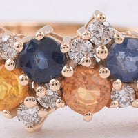 1.29 Ct Round Natural Multi-Coloured Sapphire 14K Gold Ring