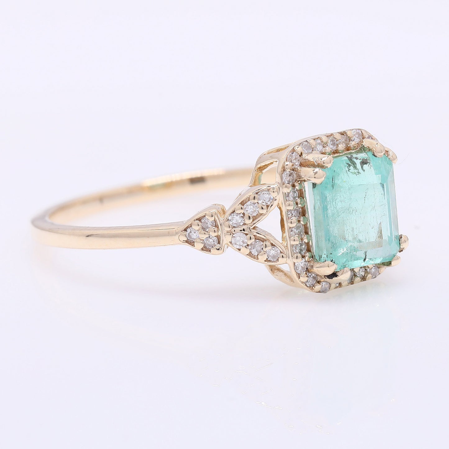 1.21 Ct Octagon Step Cut Natural Emerald 14K Gold Ring