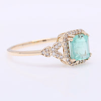 1.21 Ct Octagon Step Cut Natural Emerald 14K Gold Ring