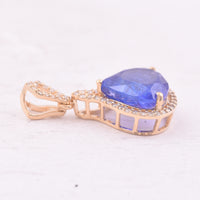 3.44 Ct Pear Mixed Cut Natural Tanzanite 14K Gold Pendant