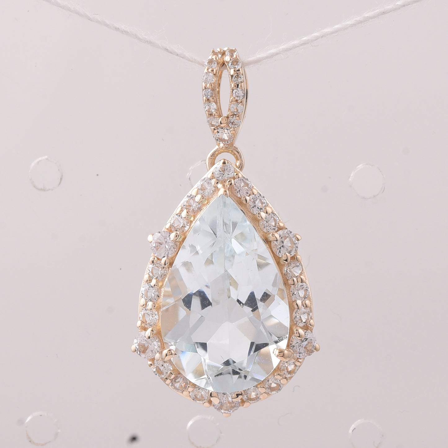 4.38 Ct Pear Aquamarine 9K Gold Pendant