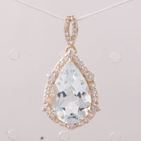 4.38 Ct Pear Aquamarine 9K Gold Pendant