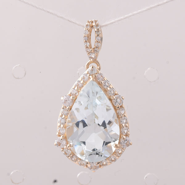 4.38 Ct Pear Aquamarine 9K Gold Pendant