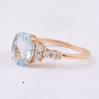 2.03 Ct Oval Natural Aquamarine 14K Gold Ring