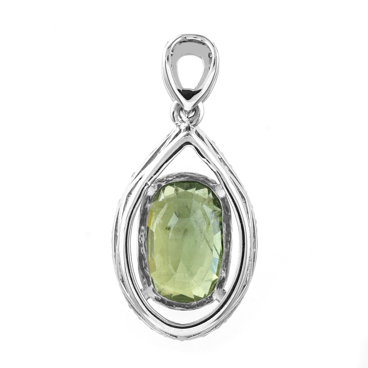 2.77 Ct Oval Mixed Cut Natural Green Sapphire 950 Platinum Pendant