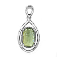 2.77 Ct Oval Mixed Cut Natural Green Sapphire 950 Platinum Pendant