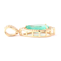 1.75 Ct Pear Mixed Cut Natural Emerald 14K Gold Pendant