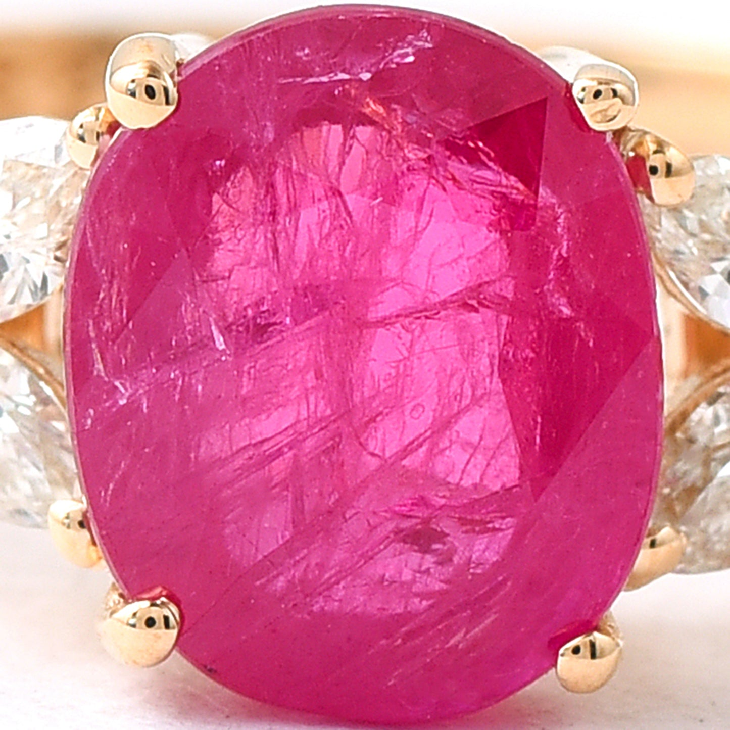 1.54 Ct Oval Mixed Cut Natural Ruby 14K Gold Ring