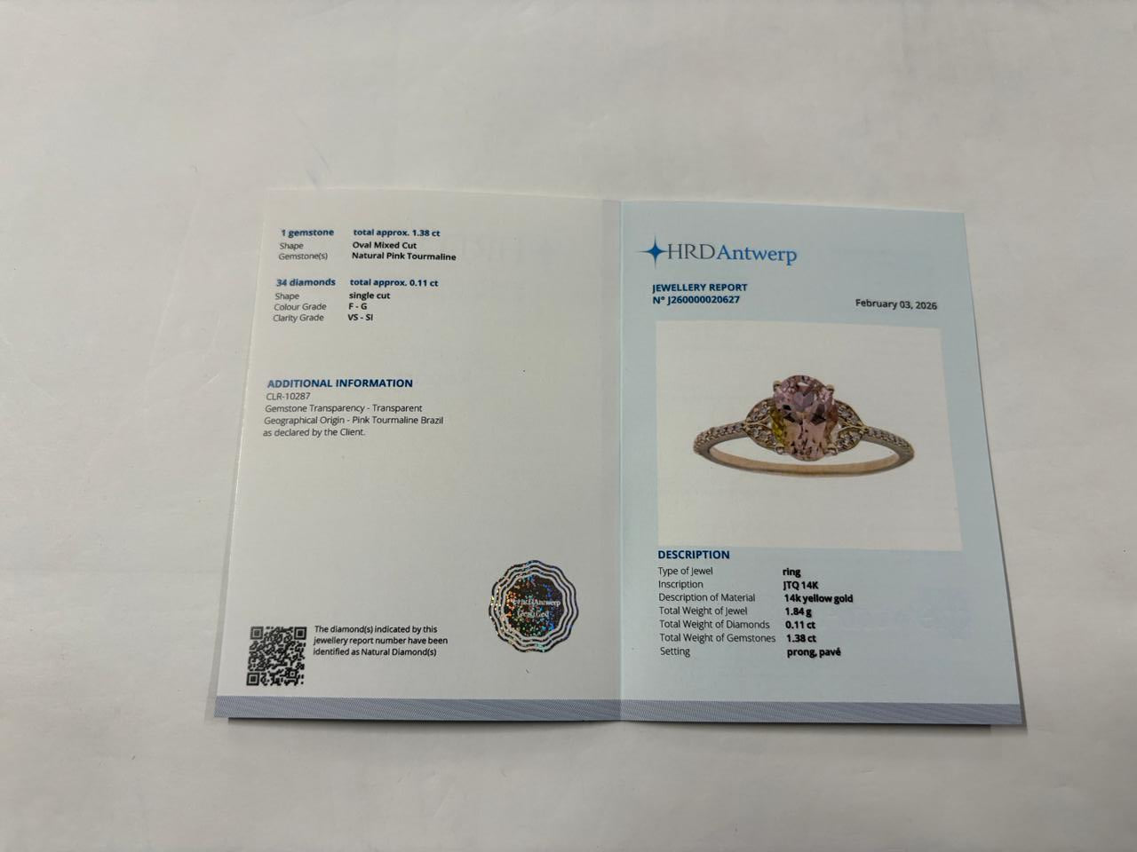 1.49 Ct Oval Mixed Cut Natural Pink Tourmaline 14K Gold Ring