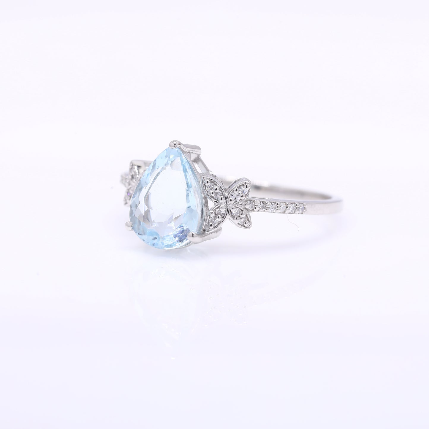 1.82 Ct Pear Mixed Cut Natural Aquamarine 950 Platinum Ring