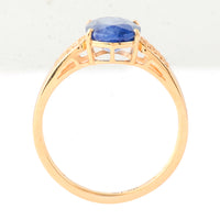 2.69 Ct Oval Mixed Cut Natural Sapphire 14K Gold Ring