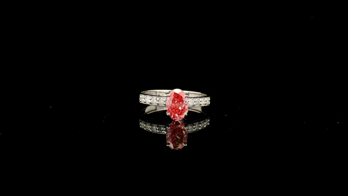 1.21 Carats Pink Lab Grown Diamond 14K Gold Ring