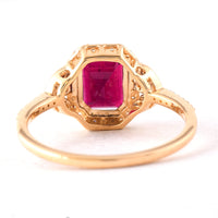 1.74 Ct Octagon Step Cut Natural Rubellite 14K Gold Ring
