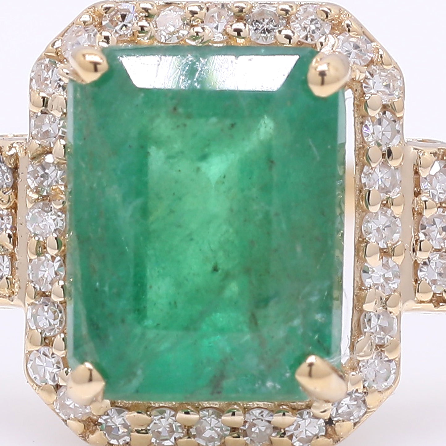 1.57 Ct Octagon Step Cut Natural Emerald 14K Gold Ring