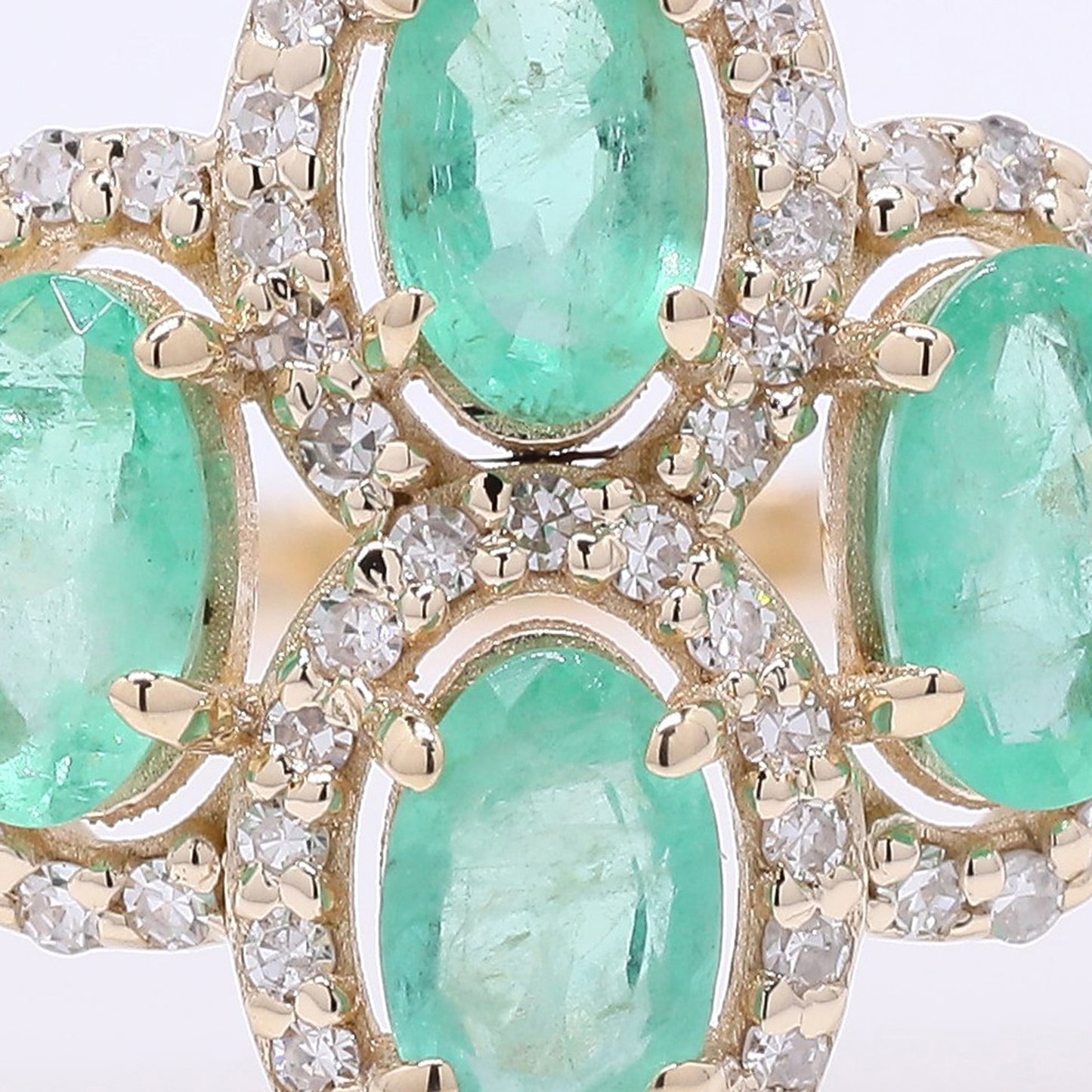 2.19 Ct Oval Mixed Cut Natural Emerald 14K Gold Ring