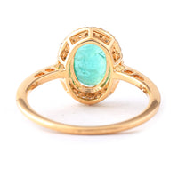 1.73 Ct Oval Mixed Cut Natural Emerald 14K Gold Ring