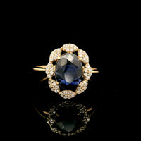 1.67 Ct Oval Mixed Cut Lab Grown Sapphire 14K Gold Ring