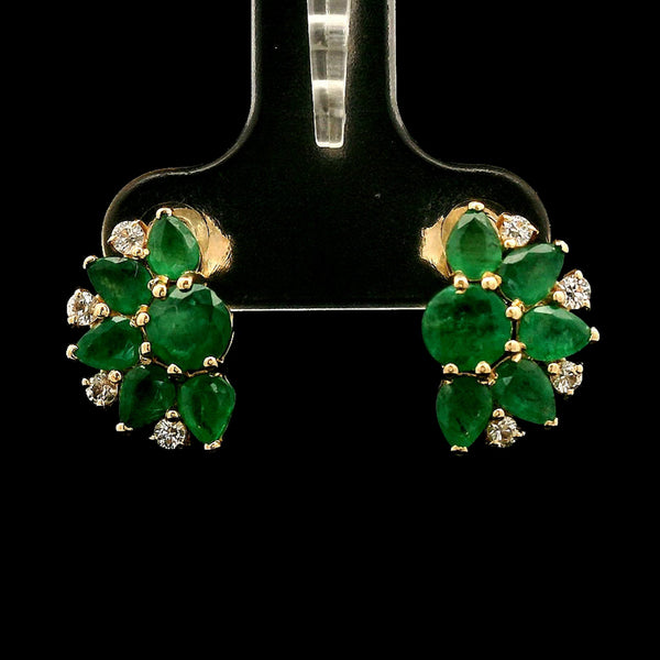2.54 Ct Round Emerald 14K Gold Earrings
