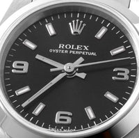 Rolex Oyster Perpetual 76080 Black 369 White Bar K Series Pre-owned Women's