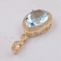 3.74 Ct Pear Aquamarine 9K Gold Pendant
