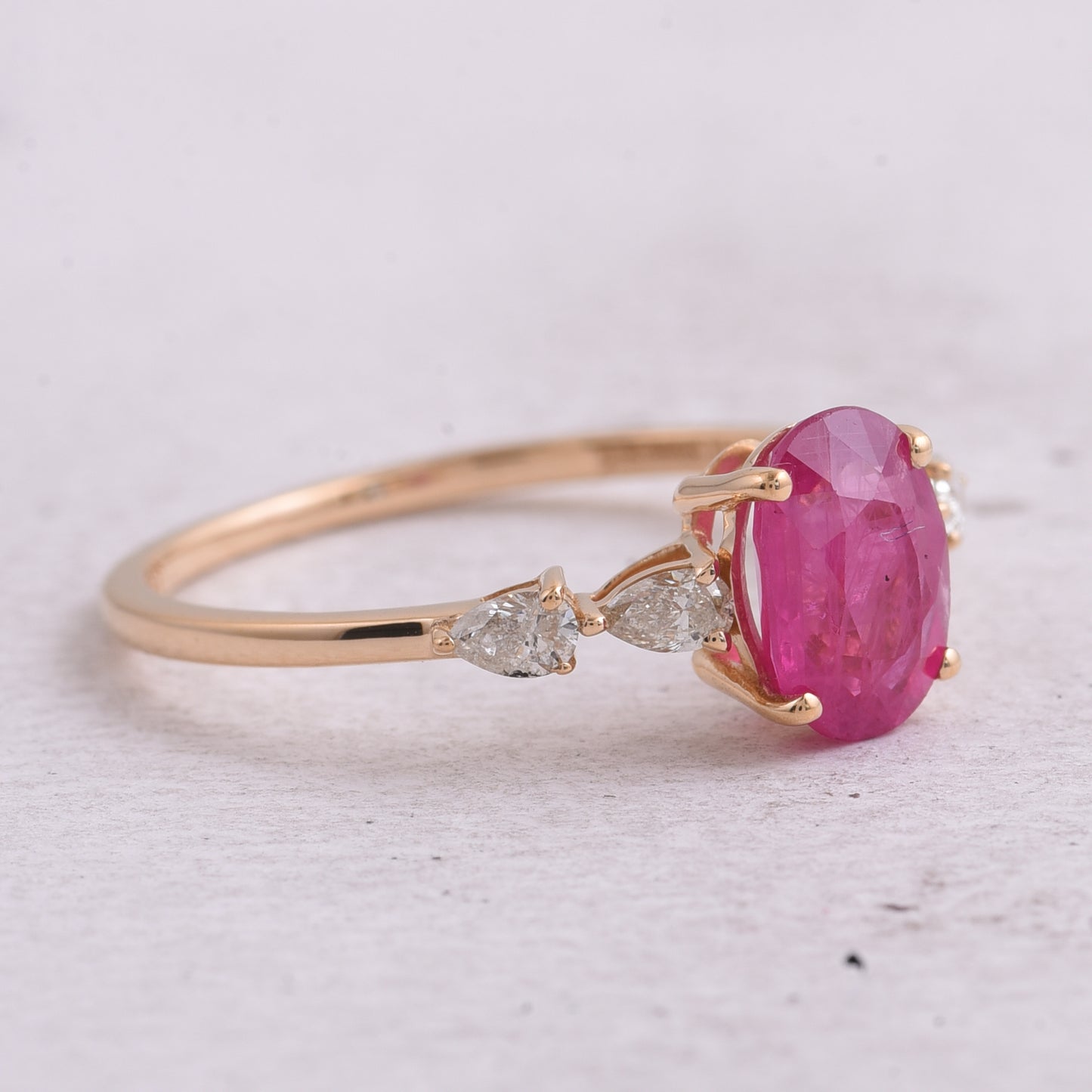 1.71 Ct Oval Mixed Cut Natural Ruby 14K Gold Ring