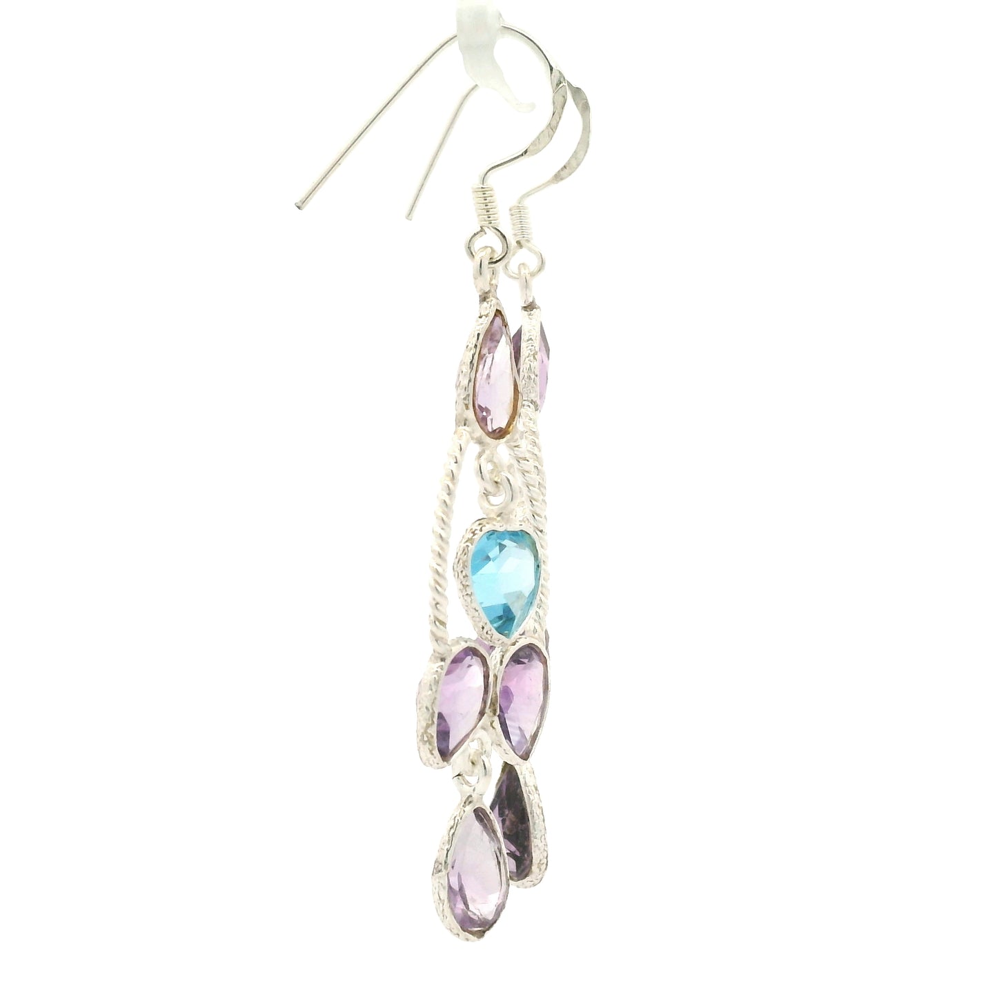 11.63 Ct Blue Topaz, Amethyst 925 Sterling Silver Earrings